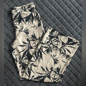 Bebe Black and Cream Floral Pants